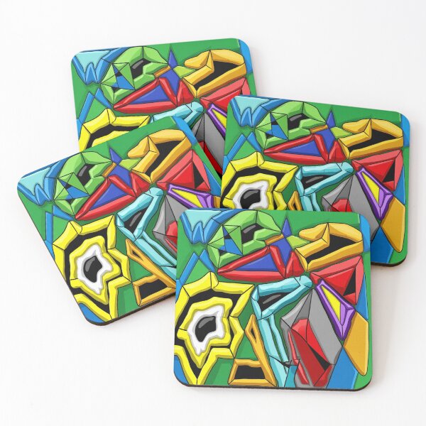 Item preview, jumbled C cubism colorful geometric abstract design designed and sold by SmashingDeals.