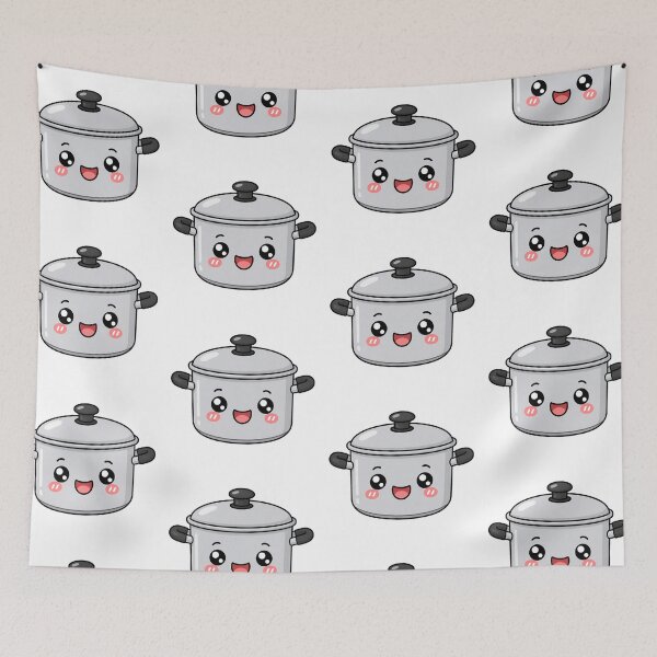 Artikelvorschau, Cute Kawaii Cooking Pot Cartoon Smiling Kitchen Design entworfen und verkauft von Seculinator.