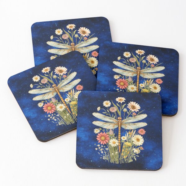 Item preview, Whimsical Floral Cottagecore Night Garden Dragonfly designed and sold by MysticOzzy.