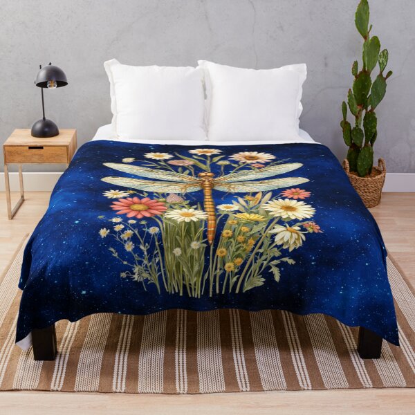 Item preview, Whimsical Floral Cottagecore Night Garden Dragonfly designed and sold by MysticOzzy.
