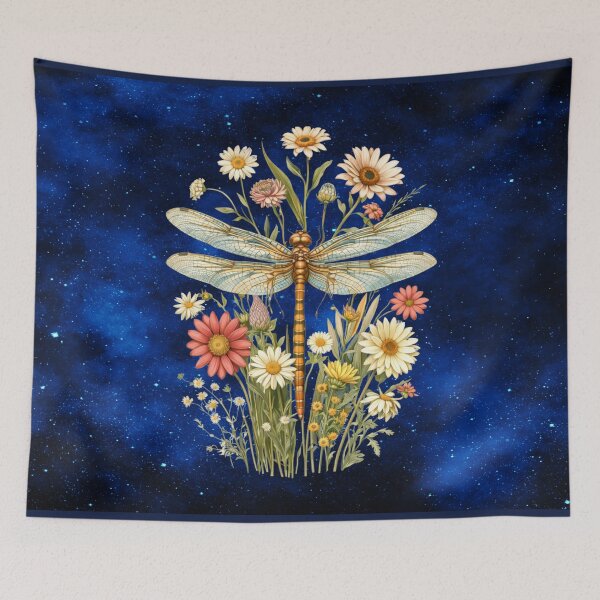 Item preview, Whimsical Floral Cottagecore Night Garden Dragonfly designed and sold by MysticOzzy.