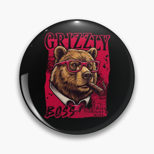 Item preview, Grizzly Boss Design – Funny Grizzly Bear with Cigar Mafia Style Badass Animal Gift designed and sold by PixelsPaws.
