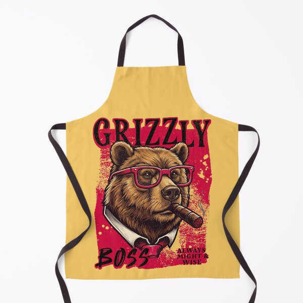 Item preview, Grizzly Boss Design – Funny Grizzly Bear with Cigar Mafia Style Badass Animal Gift designed and sold by PixelsPaws.