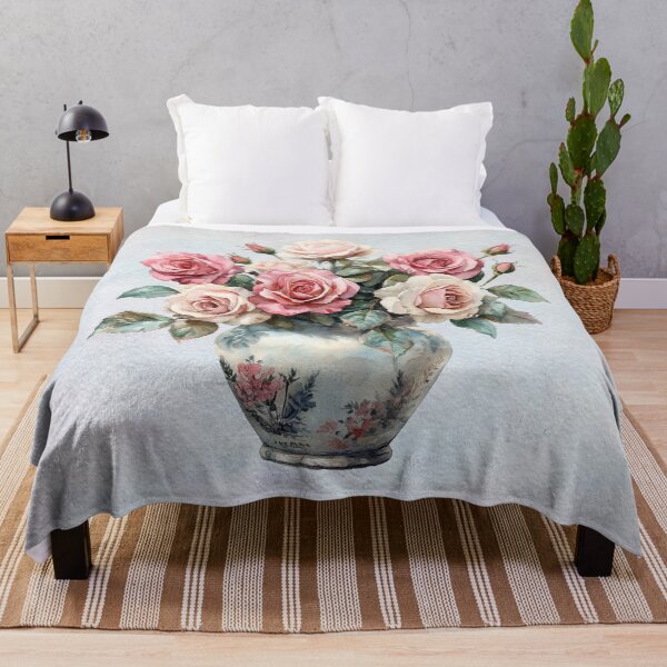 Item preview, Vintage Rose Bouquet in Porcelain Vase – Romantic Cottagecore Floral Art designed and sold by MysticOzzy.