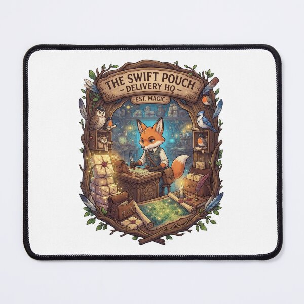 Item preview, The Swift Pouch Delivery HQ | Fox Mail Courier | Enchanted Woodland Post Fantasy Art designed and sold by MrDev.