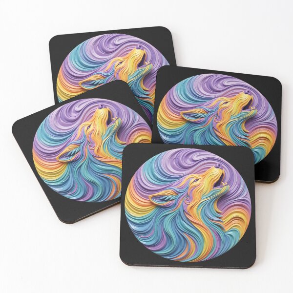 Aperçu de l'œuvre Pastel Swirl Wolf créée et vendue par The Quiet Canvas By Jacky.