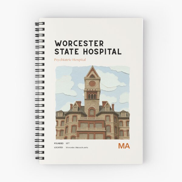Item preview, Worcester State Hospital Midcentury Modern Travel Poster designed and sold by GhostlyWorld.