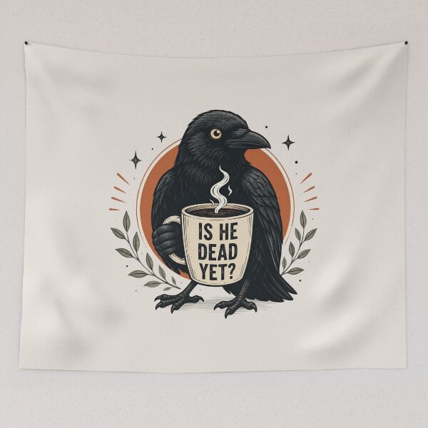 Item preview, Is He Dead Yet, Retro Raven Crow Coffee designed and sold by Sprinkle12345.