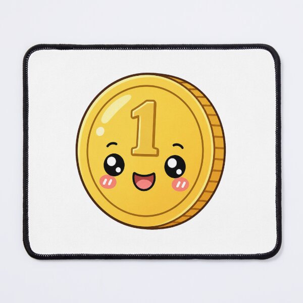 Item preview, Cute Number One Coin Kawaii Cartoon Lucky Gold Coin Design designed and sold by Seculinator.