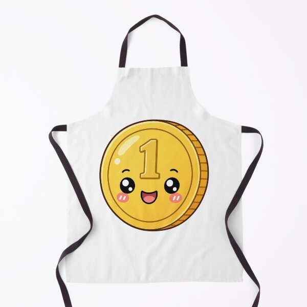 Item preview, Cute Number One Coin Kawaii Cartoon Lucky Gold Coin Design designed and sold by Seculinator.