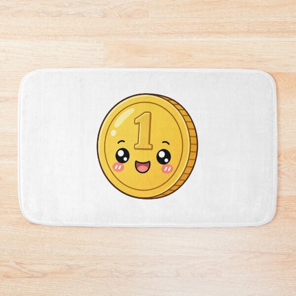 Item preview, Cute Number One Coin Kawaii Cartoon Lucky Gold Coin Design designed and sold by Seculinator.