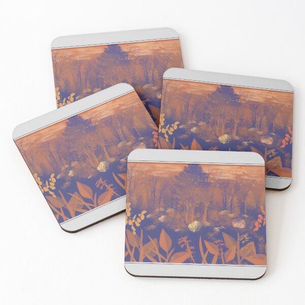 Item preview, Surreal Forest Landscape Orange and Blue Twilight designed and sold by ThiagoSDantas.