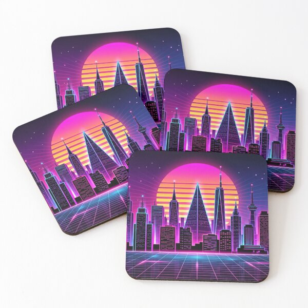 Item preview, Synthwave City Skyline Retro 80s Cyberpunk Neon Wallpaper  designed and sold by Arobinoz.