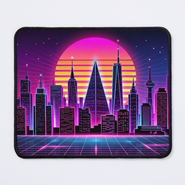 Item preview, Synthwave City Skyline Retro 80s Cyberpunk Neon Wallpaper  designed and sold by Arobinoz.