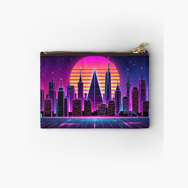 Item preview, Synthwave City Skyline Retro 80s Cyberpunk Neon Wallpaper designed and sold by Arobinoz.