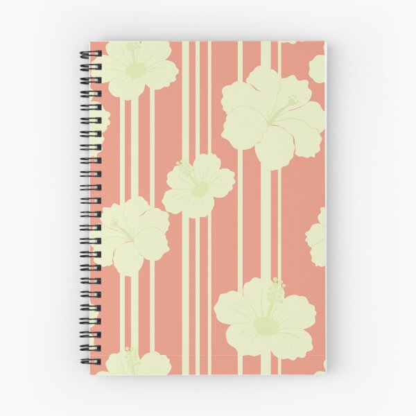 Item preview, Coral Tropical Hibiscus Floral Stripe Design designed and sold by StoriesInGrain.