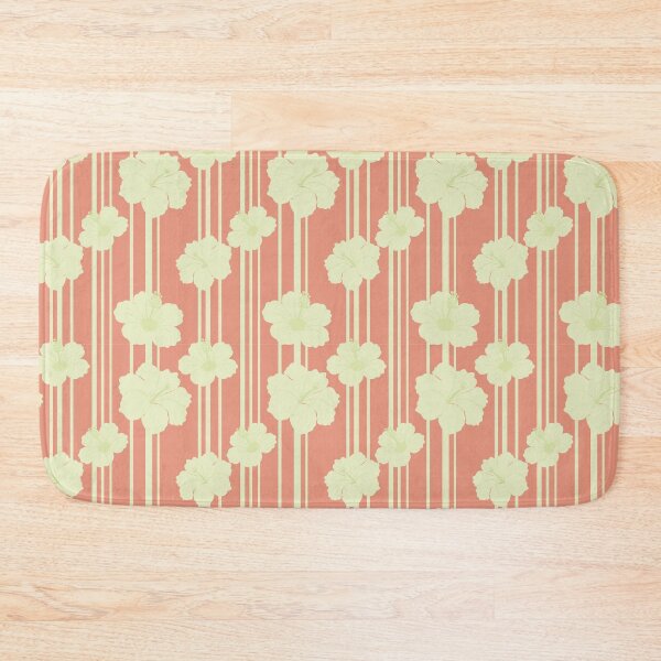 Item preview, Coral Tropical Hibiscus Floral Stripe Design designed and sold by StoriesInGrain.