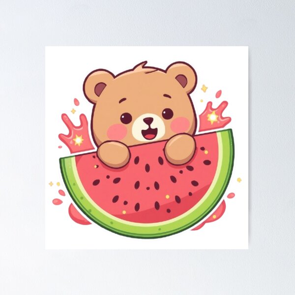 Item preview, Cute Watermelon Bear Kawaii Sticker | Sweet Summer Bear Gift designed and sold by Stylestickers55.