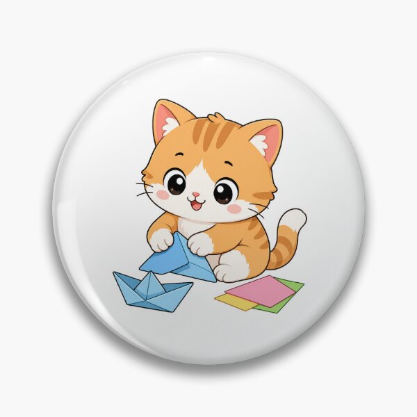 Item preview, Cute Cat Folding Origami Boat Kawaii Cartoon Paper Craft Design designed and sold by Seculinator.