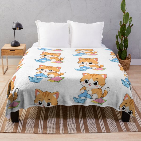 Item preview, Cute Cat Folding Origami Boat Kawaii Cartoon Paper Craft Design designed and sold by Seculinator.