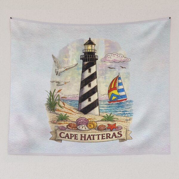 Item preview, Cape Hatteras Lighthouse – North Carolina Coastal Nautical Illustration designed and sold by MysticOzzy.