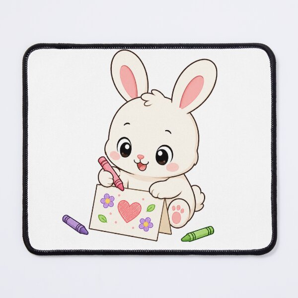 Item preview, Cute Bunny Coloring Heart Drawing Kawaii Cartoon Creative Art Design designed and sold by Seculinator.