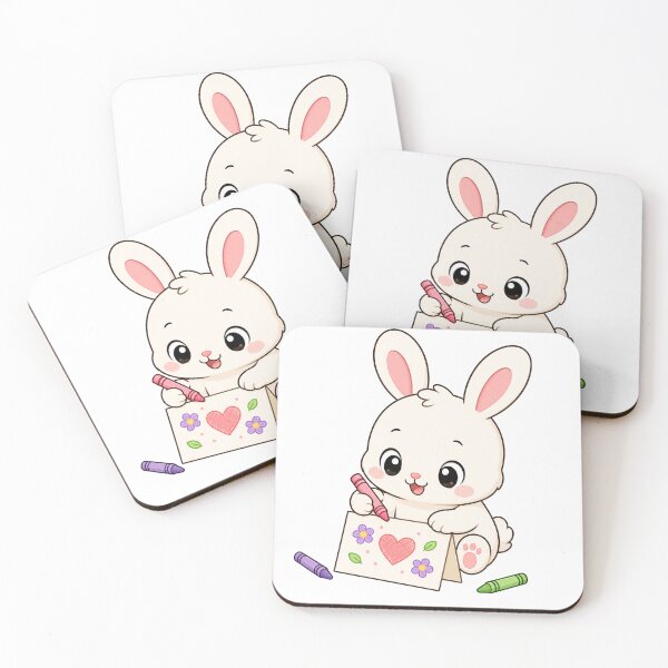 Item preview, Cute Bunny Coloring Heart Drawing Kawaii Cartoon Creative Art Design designed and sold by Seculinator.