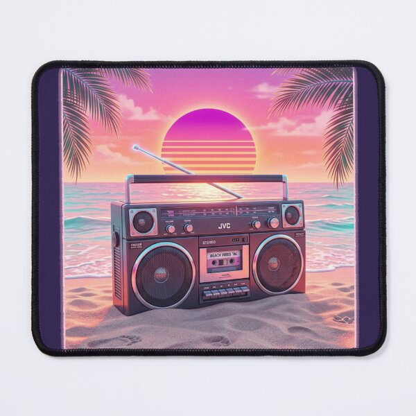 Item preview, Retro Boombox Beach Sunset Vaporwave 80s Aesthetic Art designed and sold by Arobinoz.