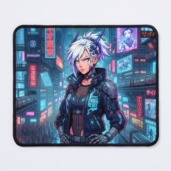Item preview, Cyberpunk Rebel Girl White Hair Neo Tokyo Manga designed and sold by DigitalArtx-com.