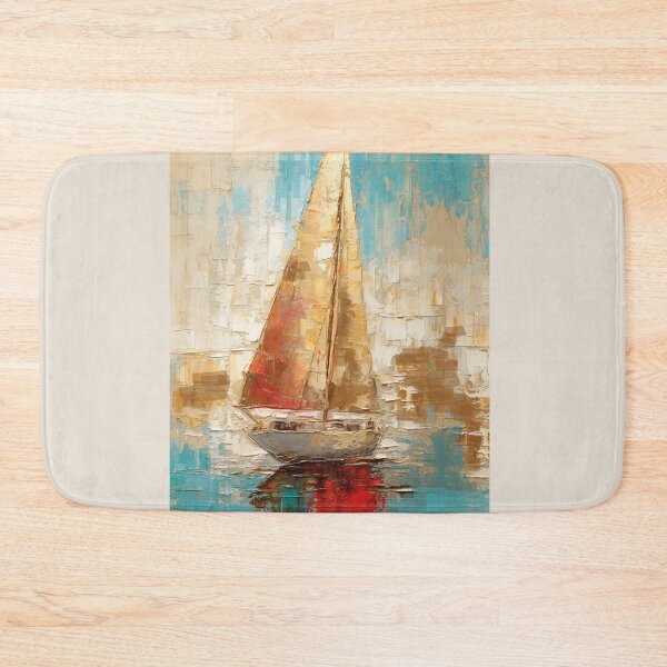 Item preview, Lake reflection  with yatch in vintage painting|oil painting designed and sold by CosmicNook1.