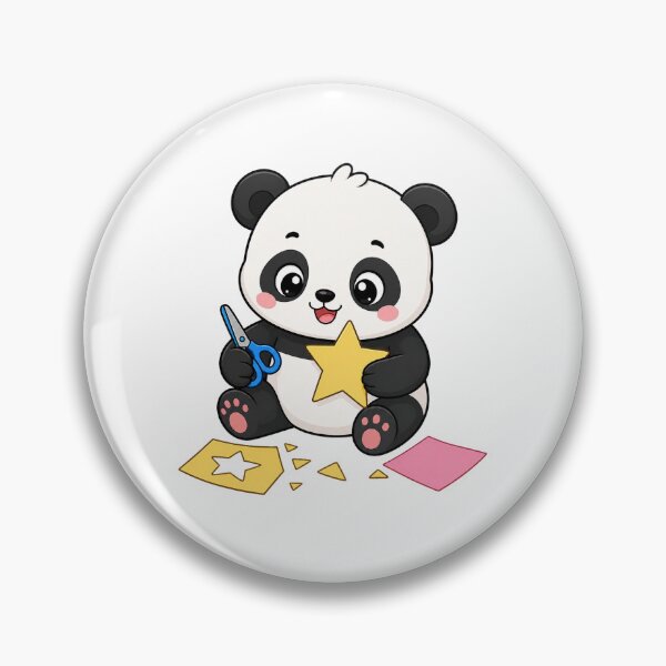 Item preview, Cute Panda Making Paper Star Kawaii Cartoon Arts and Crafts Design designed and sold by Seculinator.