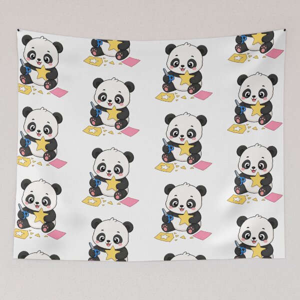 Artikelvorschau, Cute Panda Making Paper Star Kawaii Cartoon Arts and Crafts Design entworfen und verkauft von Seculinator.