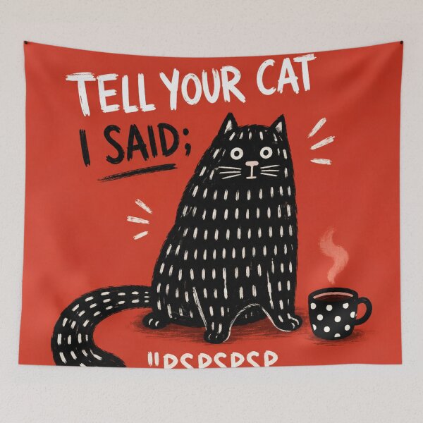Item preview, Funny Cat Quote Wall Art | Tell Your Cat I Said Pspspsps | Cute Cat Lover Gift designed and sold by AbstractAuraArt.