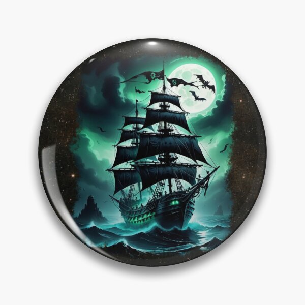 Item preview, Haunted Pirate Ship • Ghost Vessel in the Emerald Mist designed and sold by MysticOzzy.
