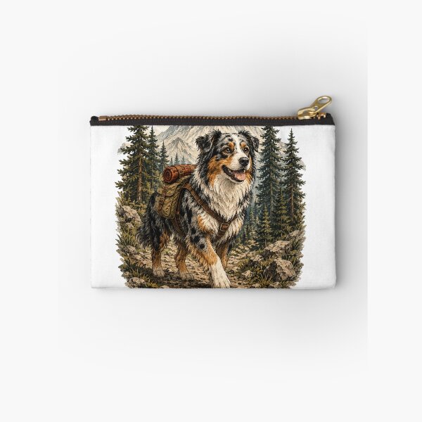 Item preview, Australian Shepherd Hiking Adventure | Vintage Outdoor Dog Illustration designed and sold by Golden Era Studio.