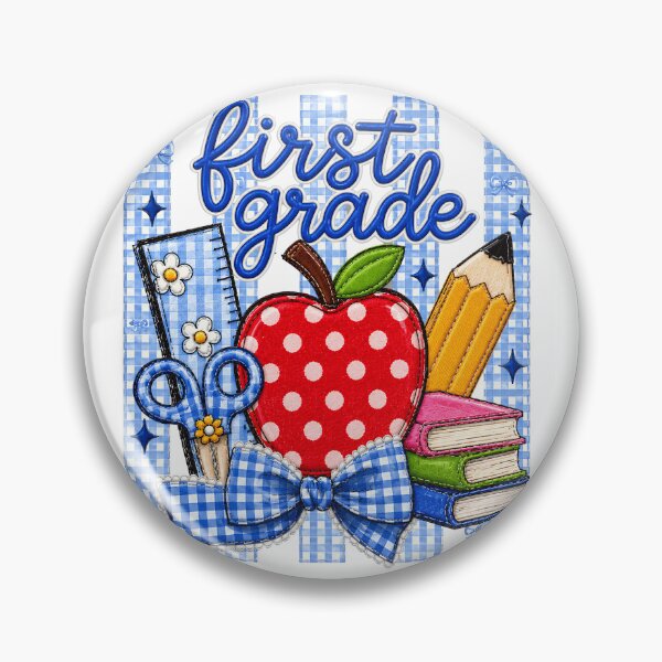 Item preview, Striped Preppy First Grade Blue Gingham Apple Pencil Back To School Teacher designed and sold by VGAfanatic.