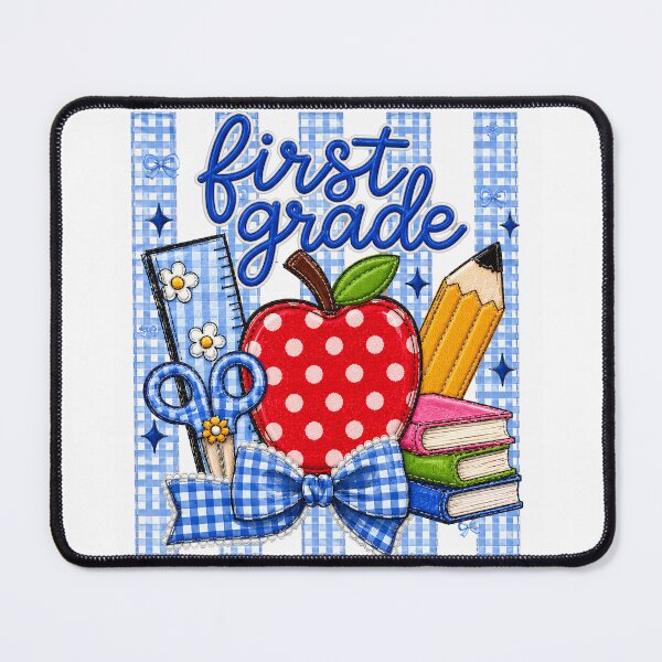 Item preview, Striped Preppy First Grade Blue Gingham Apple Pencil Back To School Teacher designed and sold by VGAfanatic.