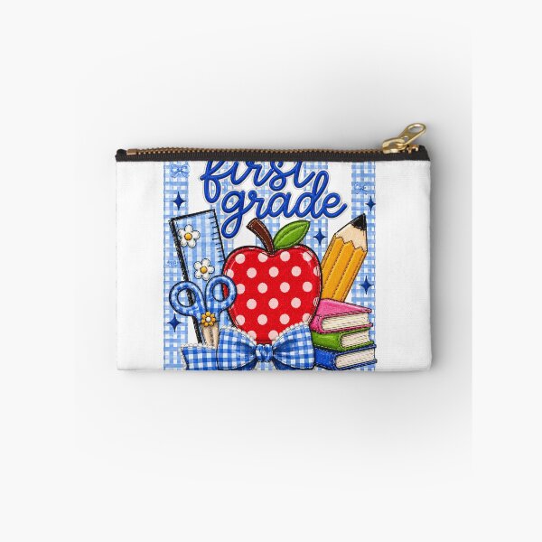 Item preview, Striped Preppy First Grade Blue Gingham Apple Pencil Back To School Teacher designed and sold by VGAfanatic.