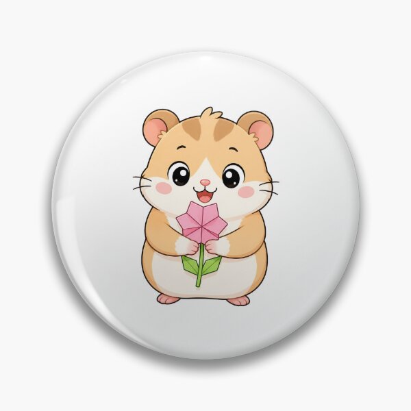 Item preview, Cute Hamster Holding Origami Flower Kawaii Cartoon Paper Craft Design designed and sold by Seculinator.