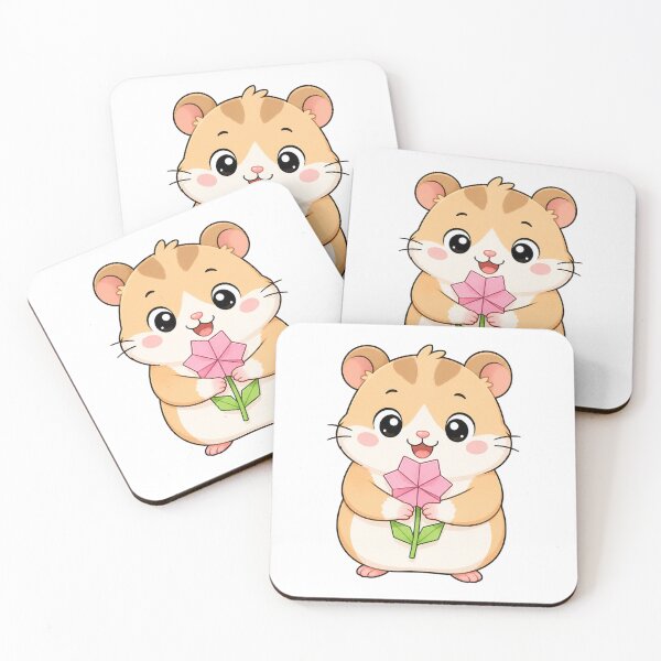 Item preview, Cute Hamster Holding Origami Flower Kawaii Cartoon Paper Craft Design designed and sold by Seculinator.