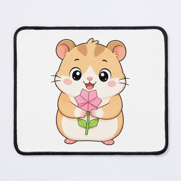 Item preview, Cute Hamster Holding Origami Flower Kawaii Cartoon Paper Craft Design designed and sold by Seculinator.