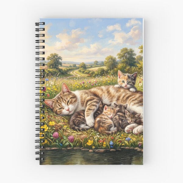 Item preview, Cottagecore Feline Family in a Sunlit Wildflower Meadow designed and sold by Englandbear.