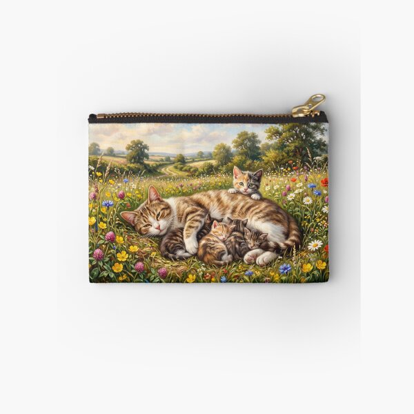 Item preview, Cottagecore Feline Family in a Sunlit Wildflower Meadow designed and sold by Englandbear.