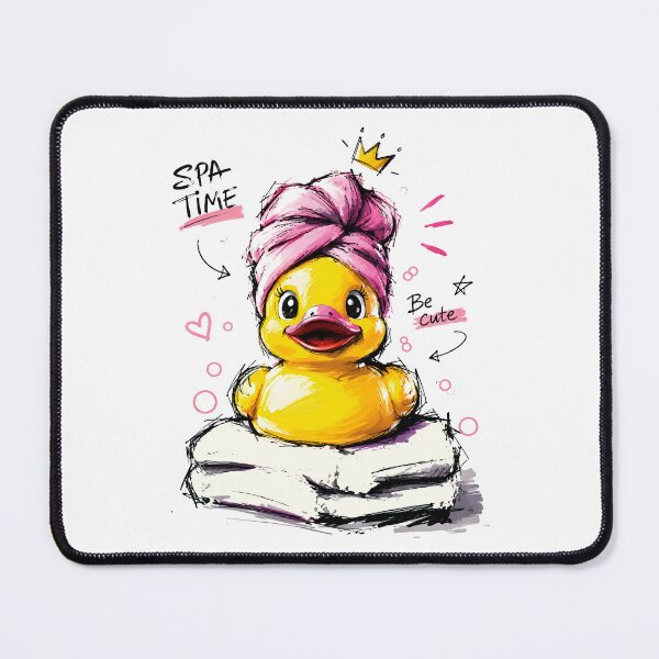 Item preview, Spa Time Cute Rubber Duck with Towel Turban – Hand-Drawn Art designed and sold by RamyGallery.