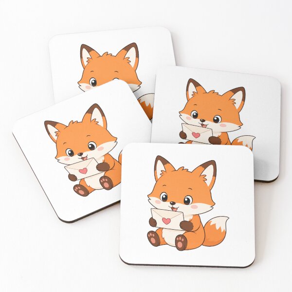 Item preview, Cute Fox Reading Love Letter Kawaii Cartoon Happy Mail Design designed and sold by Seculinator.