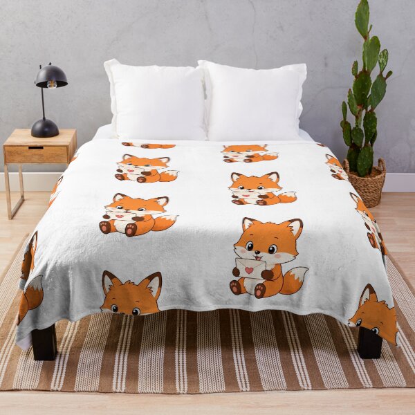 Item preview, Cute Fox Reading Love Letter Kawaii Cartoon Happy Mail Design designed and sold by Seculinator.