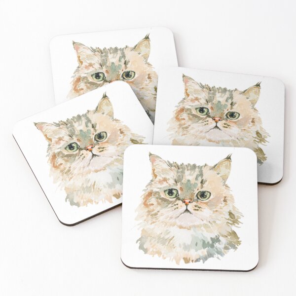 Item preview, Watercolor Persian Cat Portrait | Cute Fluffy Kitty Illustration designed and sold by bubulaladesigns.
