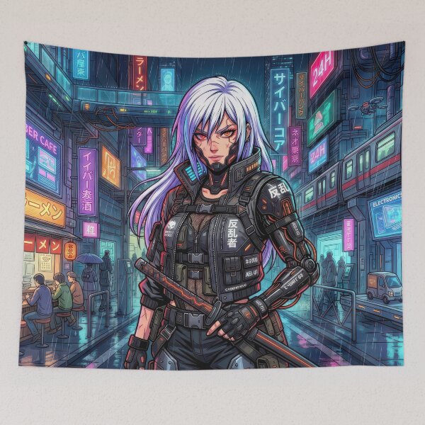Item preview, Cyberpunk Rebel Neo Tokyo Dark Manga Cyborg Girl designed and sold by DigitalArtx-com.
