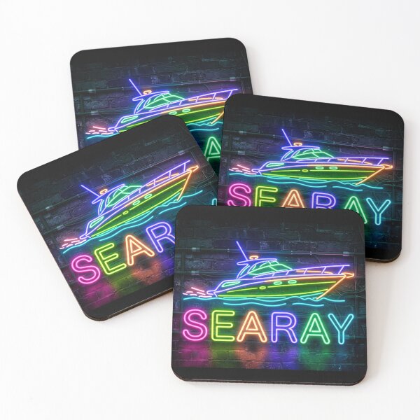 Item preview, Neon Searay Boat Retro Illustration designed and sold by ExploreAura Studio.