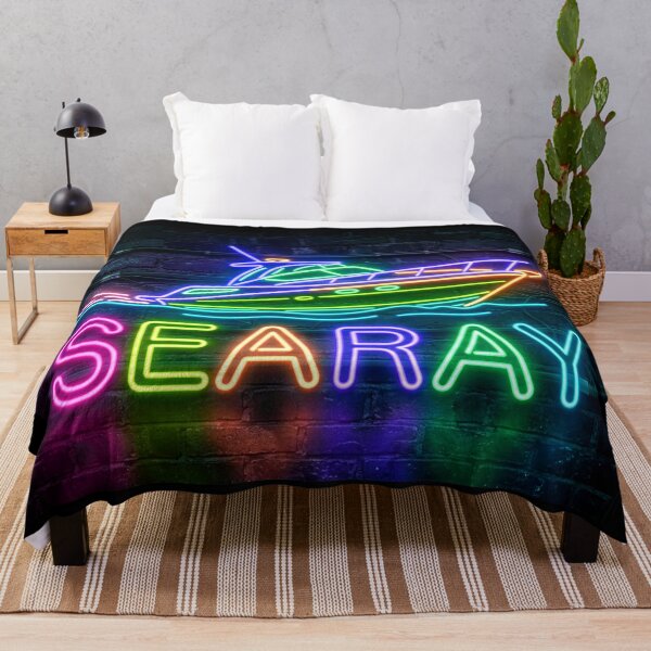 Item preview, Neon Searay Boat Retro Illustration designed and sold by ExploreAura Studio.